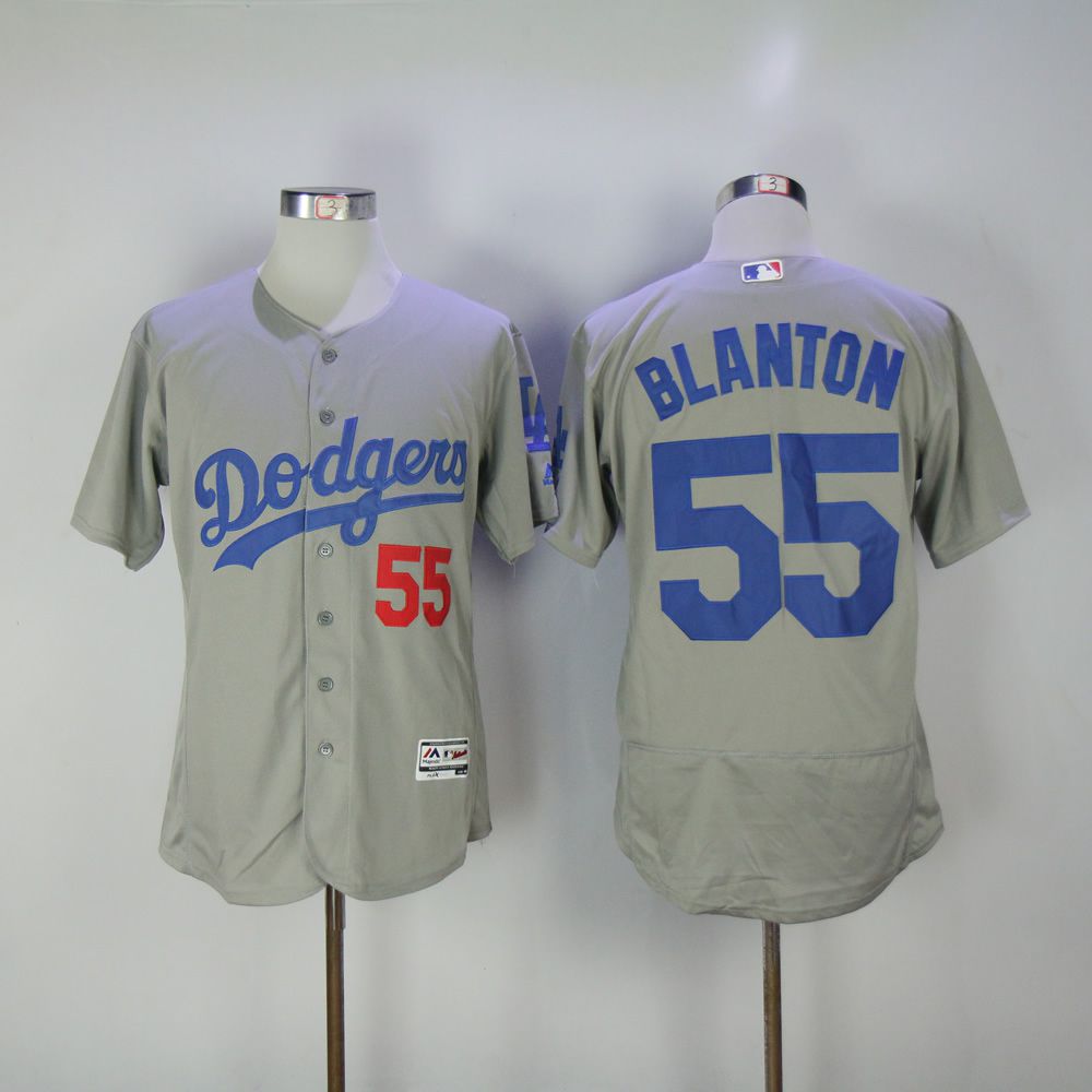 Men Los Angeles Dodgers #55 Blanton Grey Elite MLB Jerseys->los angeles dodgers->MLB Jersey